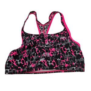 Speedo Womens Sz 10 Endurance Lite Sports Bra Pink Black Racerback